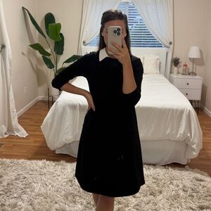 bobeau Black 3/4-Sleeve A-Line Midi Dress